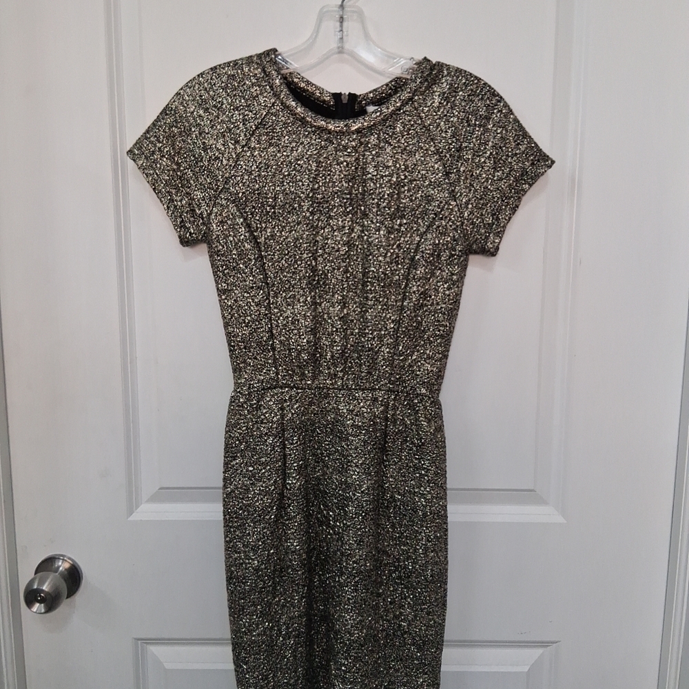 Collective Concepts Metallic Gold Sheath Midi Dress